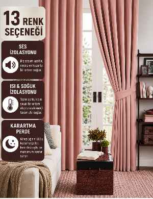 Pudra Pembe Gülkurusu Karartma Blackout Güneşlik Fon Kalın Perde