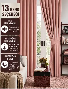 Pudra Pembe Gülkurusu Karartma Blackout Güneşlik Fon Kalın Perde