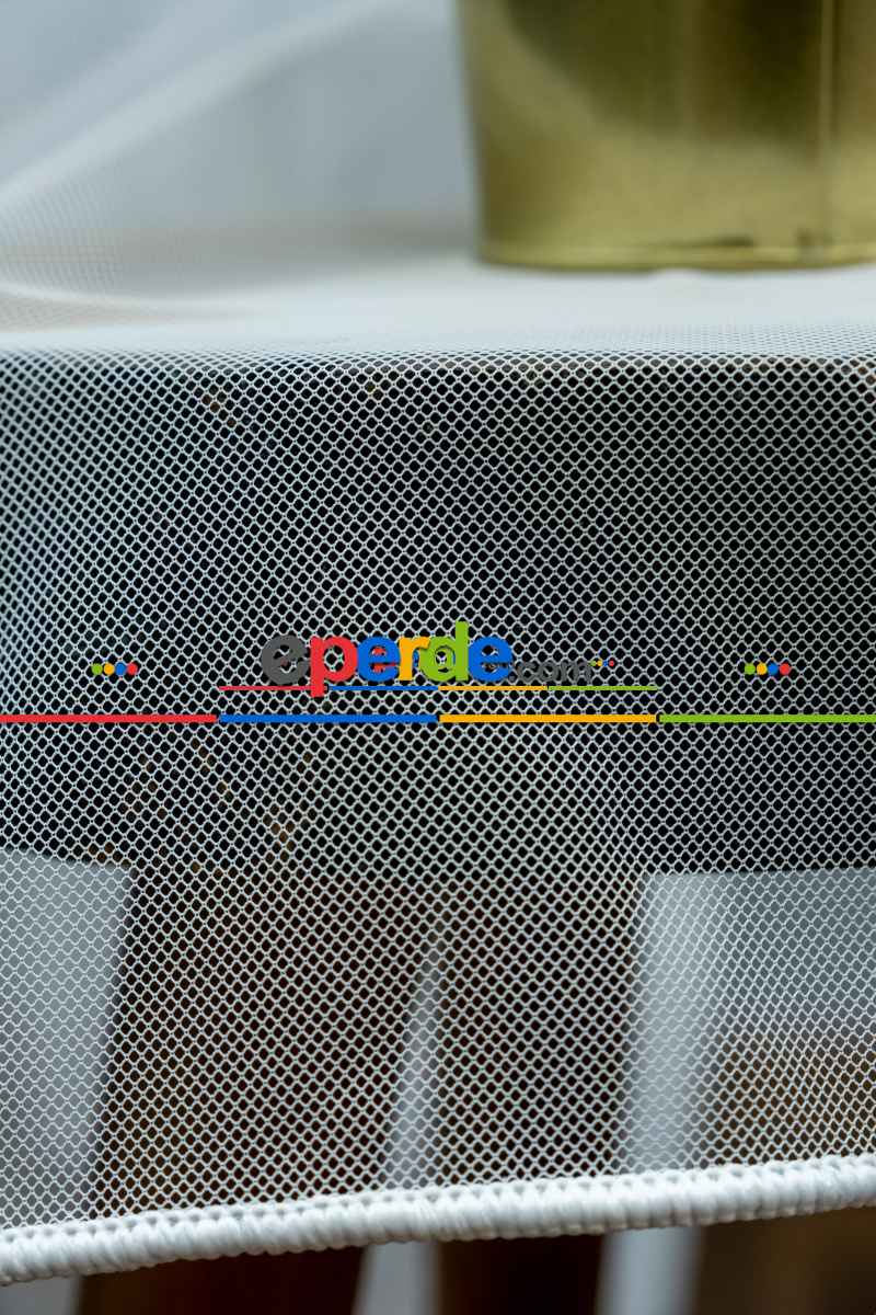 Mutfak Tül Grek Tül Perde - Petek Zemin - Kırık Beyaz- Ekru - Kurşunlu Tül - Ütü İstemez