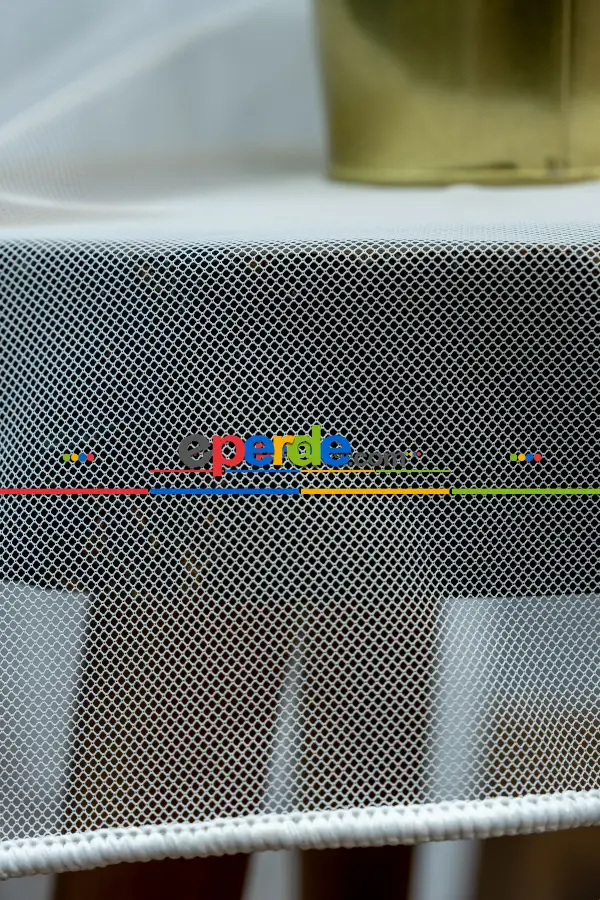 Grek Tül Perde - Petek Zemin - Kırık Beyaz- Ekru - Kurşunlu Tül - Ütü İstemez