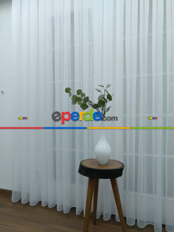 Perdeks Home Tül Perde 03 Lux Series- Ekru - Kurşunlu Tül