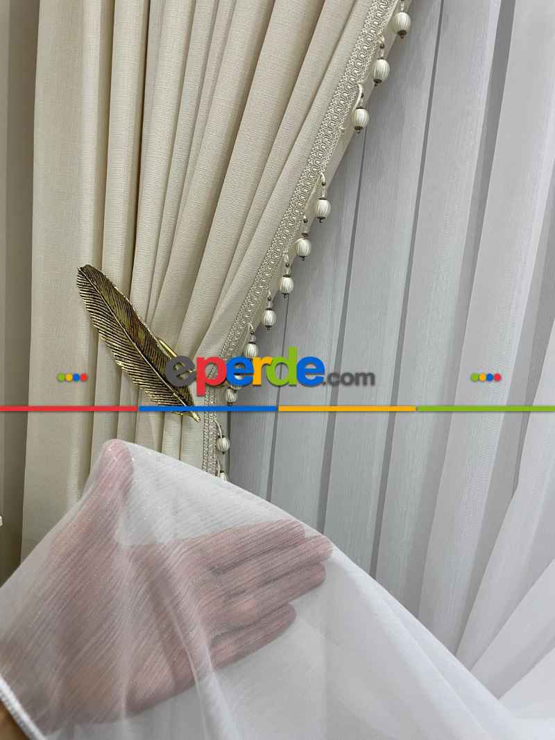 Yatak Odası - Brillant Düz Simli Kalın Bambu Ağır Gramaj Lüx Tül Perde