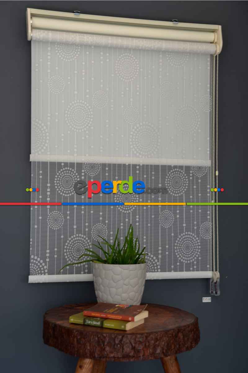 Halim Perdesan Dacuz-208 Beyaz Renk Etekli Veya Eteksiz Çift Mekanizmalı Tül Stor Perde