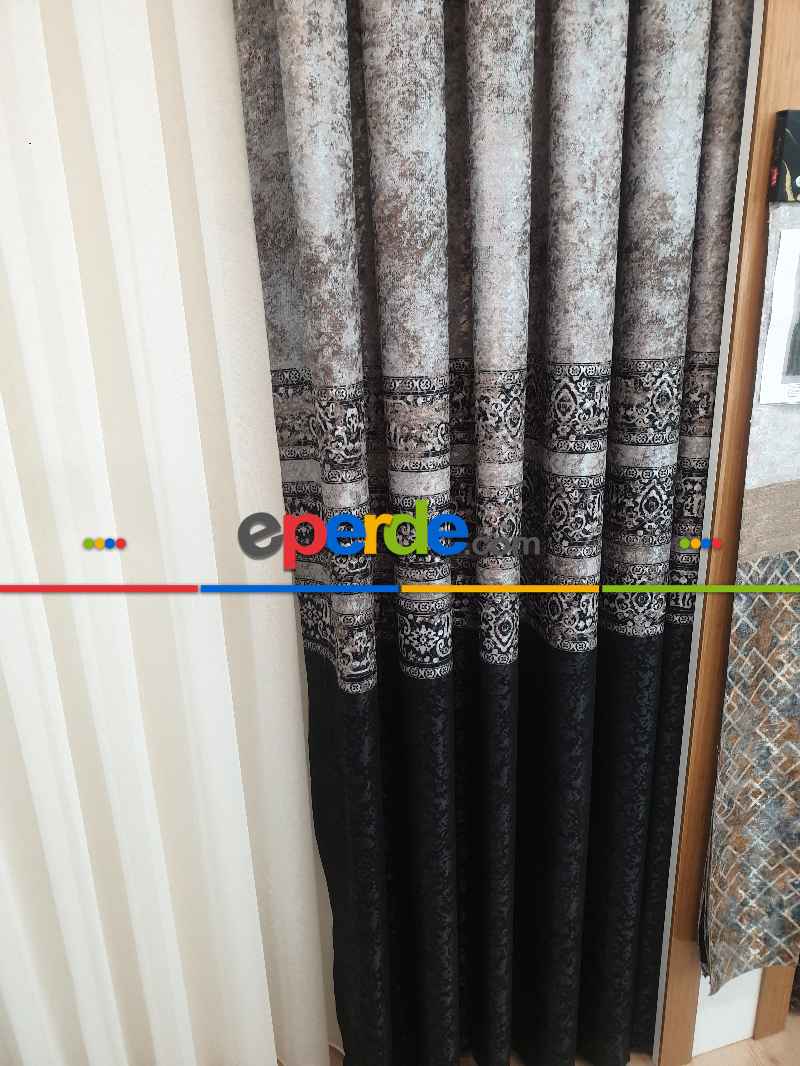 Brillant Fon Perde Fabric Model Siyah Renk Tasarım Fon Yan Kanat Perdesi