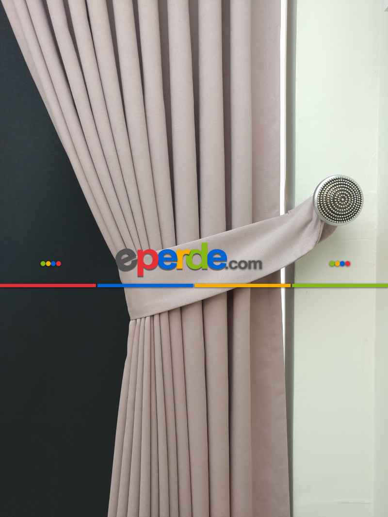 Düz Renk Dökümlü Fon Perde (150)- Pudra Pembe