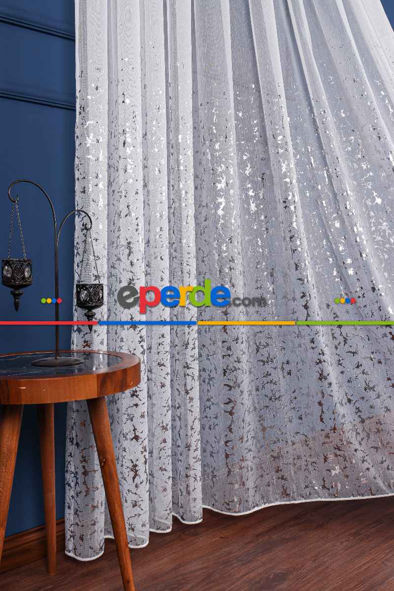 Salon Tül - Cam Kırığı Dijital Baskılı Tül Perde