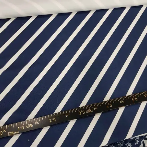 Bebek Odası - Marin Serisi Çizgili Desenli Fon Perde Evm1512-8 Kumaşı Kalındır Duck Bezi Değildir- Lacivert-Beyaz