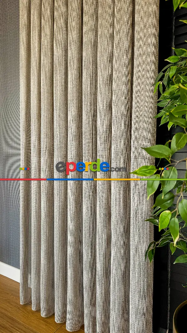 Mutfak Tül Açık Kahve Özel Dokuma, Özel İplik Keten Düz Tül Perde - Ağır Gramajlı Premium