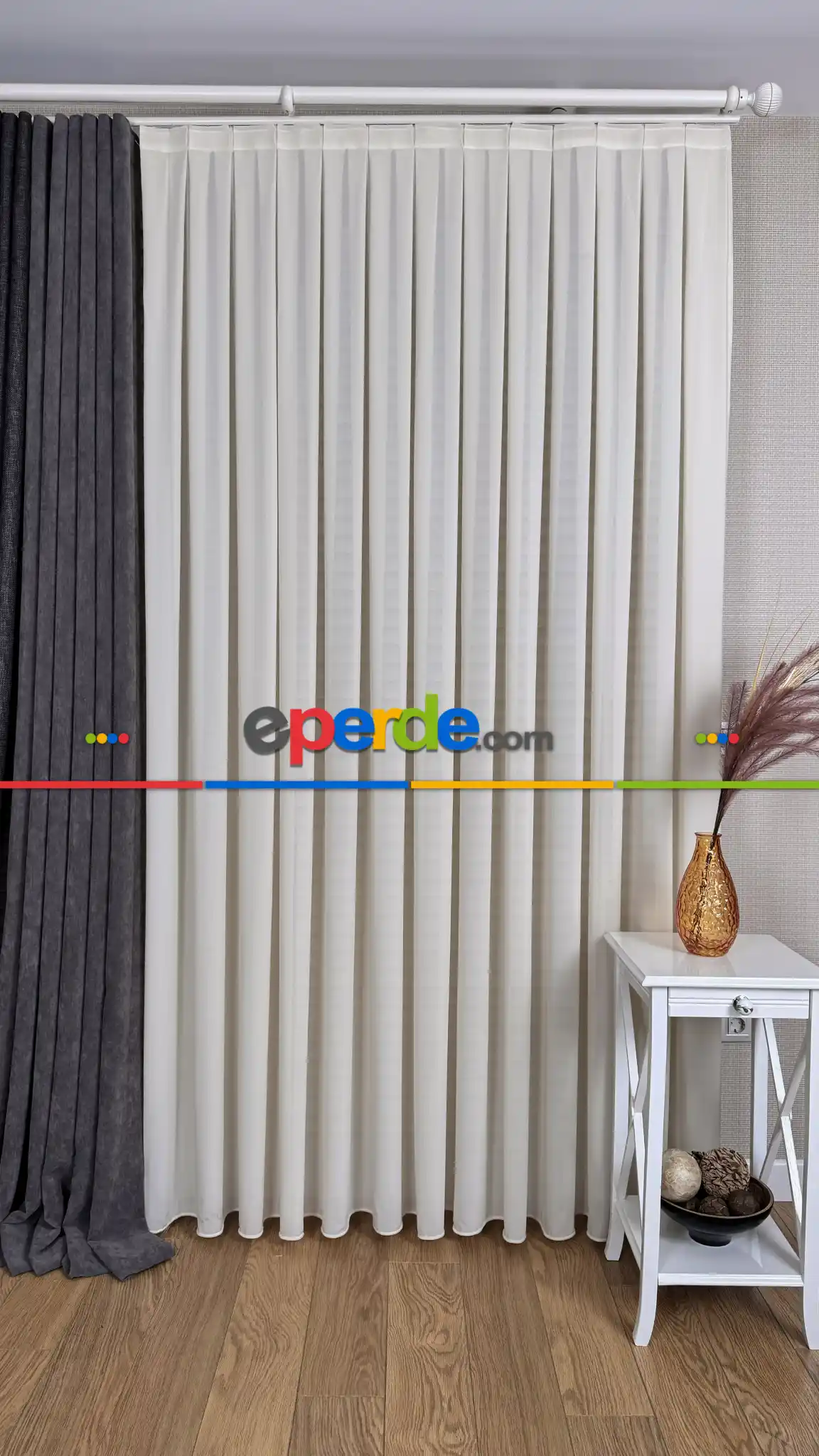 Krem, İpek Krep Düz Tül Perde, Premium Kalite Serisidir. Sılk Crepe - Gold