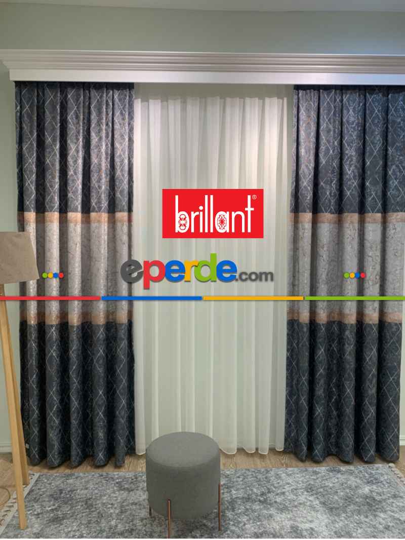 Yatak Odası - Brillant Fon Perde Yeni Moda Tasarım Renk Kanat Yan Perdeler Salon Misafir Odası Perde
