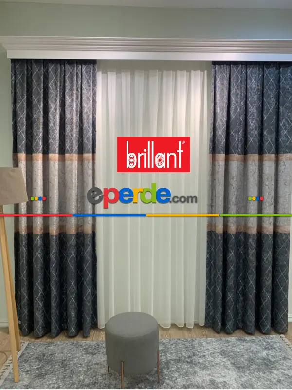 Yatak Odası - Brillant Fon Perde Yeni Moda Tasarım Renk Kanat Yan Perdeler Salon Misafir Odası Perde