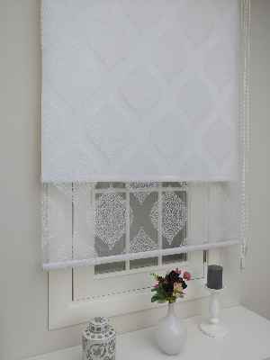 Çiftli Sistem Örme Tül Stor Perde Ve Stor Perde Üsküp 01- Ekru