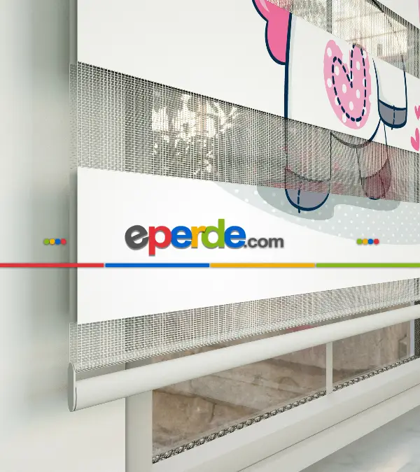 Unicorn Desenli Özel Baskılı Zebra Perde- Çok Renkli