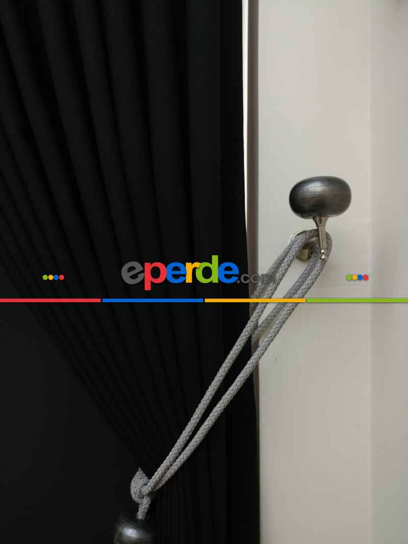 Siyah Düz Renk Dökümlü Fon Perde (150)- Siyah