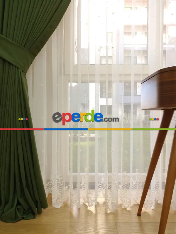 Salon Fon - Çimen Yeşil Düz Fon Perde (  Dökümlü Fon )- Yeşil