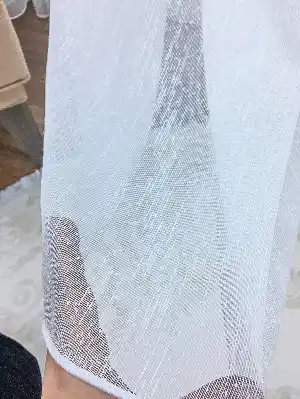 Metre İle Satış - Ütü Gerektirmeyen Dertsiz Keten Şantuk Düz Tül - Dikişsiz Kumaş- Ekru