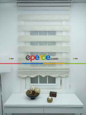 Jakarlı Zebra Perde Bdz-21- Krem-altın Simli