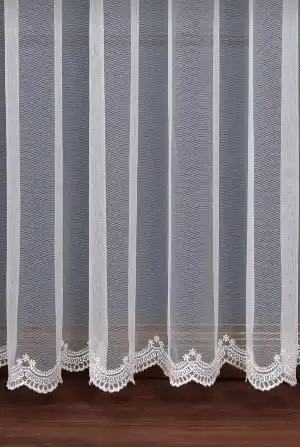 Grek Etek Ucu İşlemeli Tül Ekru Renk Tül Perde
