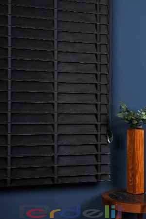 Siyah 50mm Silüet Kumaş Jaluzi Perde