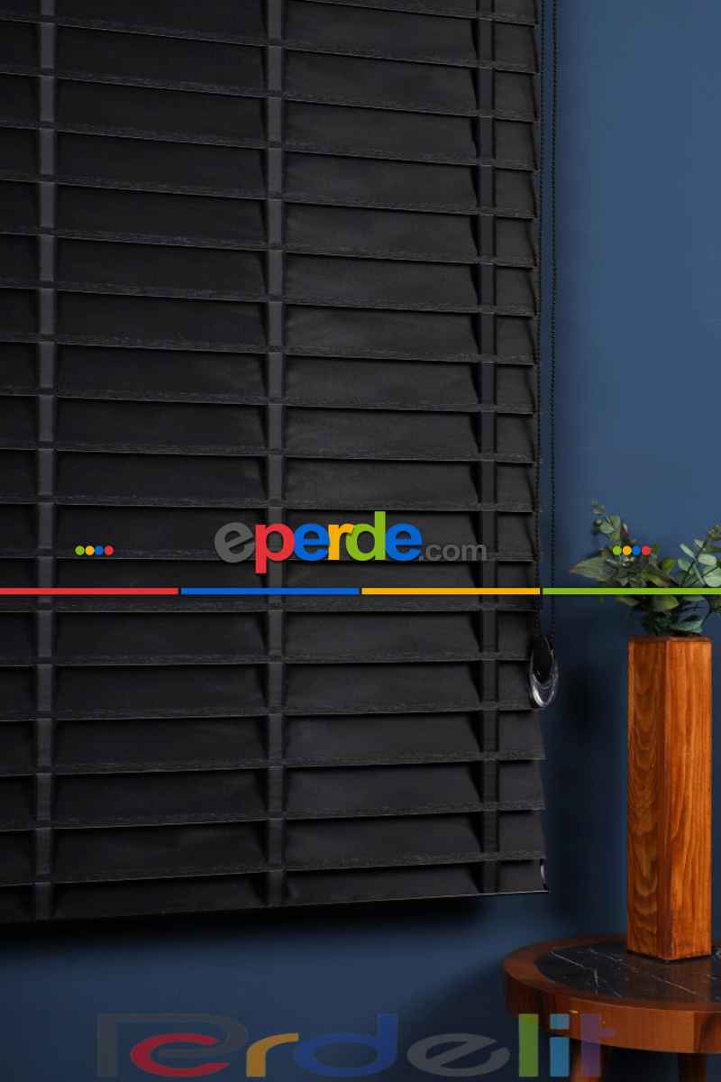 Siyah 50mm Silüet Kumaş Jaluzi Perde