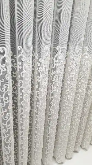 Sarmaşık Şal Desen İşlemeli Tasarım Model Etek Geniş Desen Ara Desenli Tül Perde