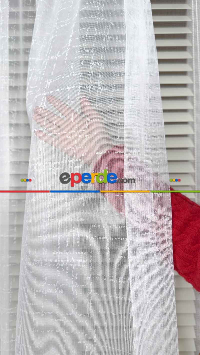 Ekru Etek Bantlı Tül Perde, Ağır Gramajlı Premium Seri