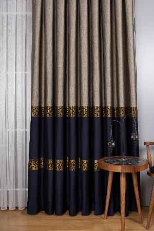 Modern Pano Fon Perde - Lacivert - Altın -vizyon 50cm X 1cm 