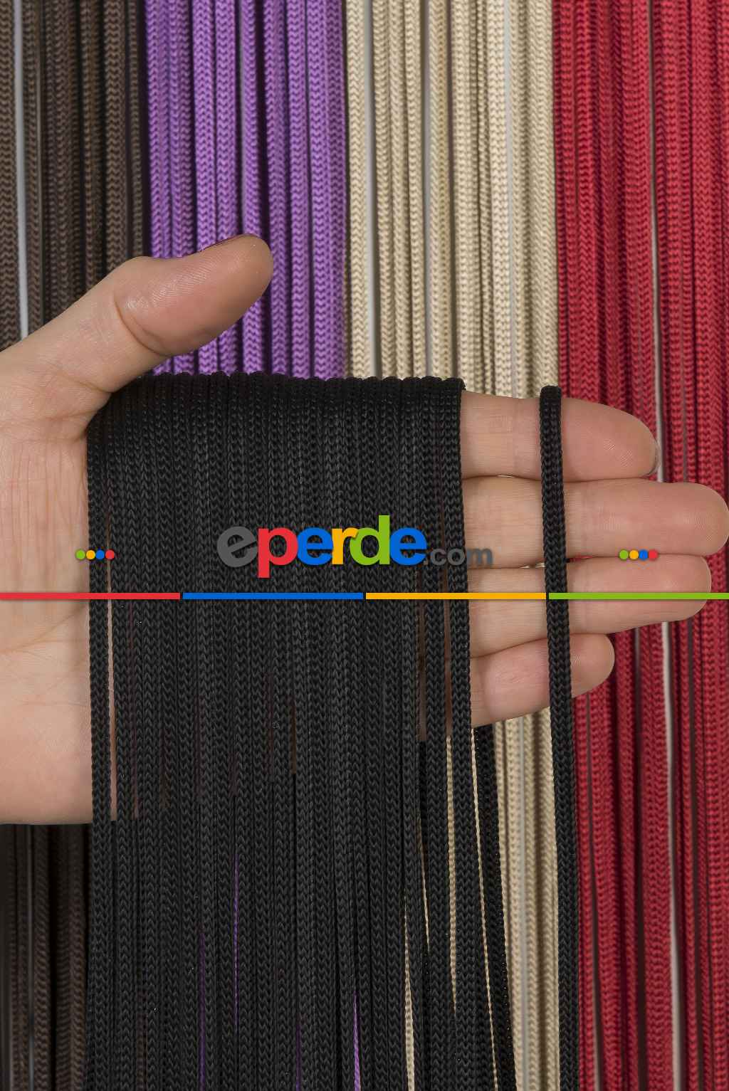 Jumbo Zincir Serisi İp Perde Siyah- Siyah