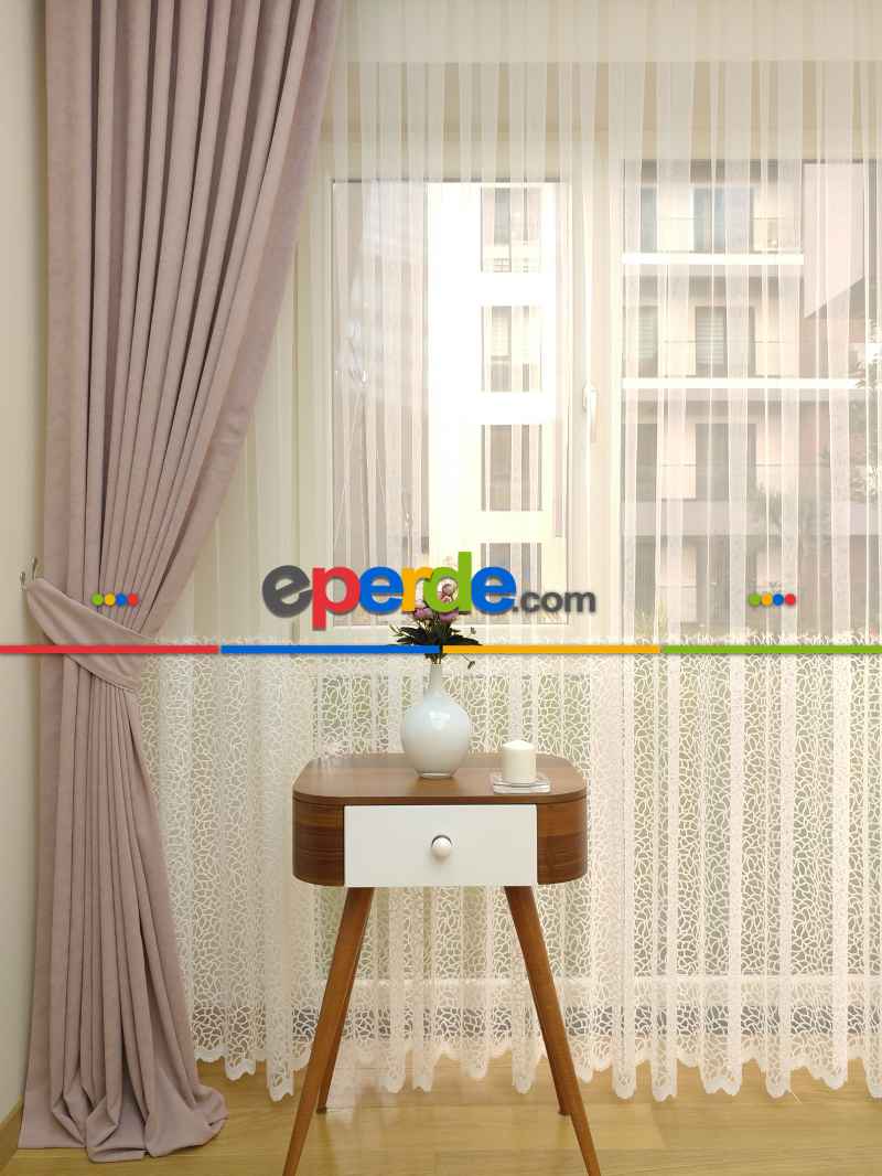 Pudra Pembe Düz Fon Perde Dökümlü Birinci Kalite 300 Cm Geniş En Daha Hesaplı- Pudra