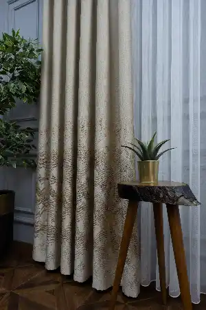 Modern Pano Fon Perde Renk Geçişli Çift Renk - 505- Gri Açık-altın-kahve-kum Beji