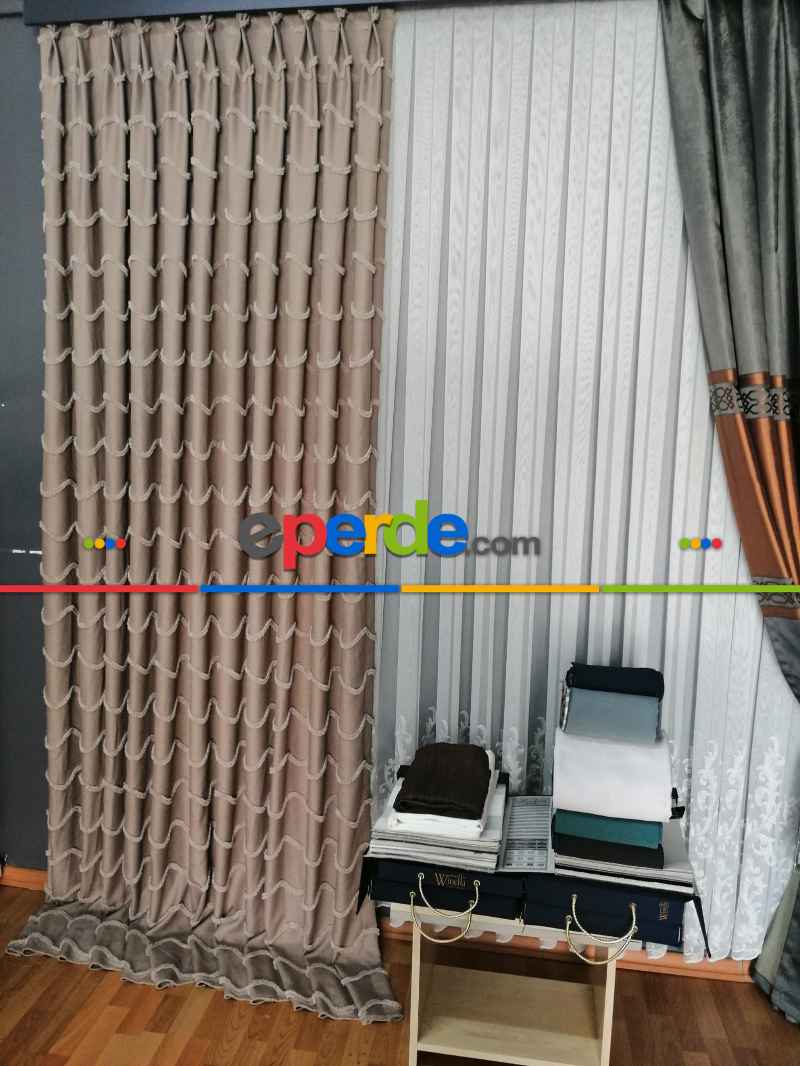 Sultan Desenli Keten Fon Perde - Antrasit