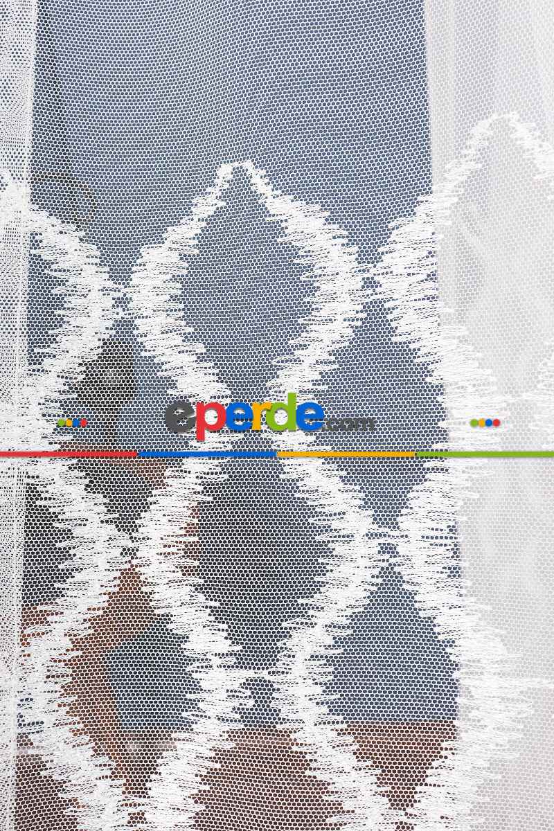 Salon Tül Modelleri - Eteği Duble Nakış Işlemeli Tül Perde