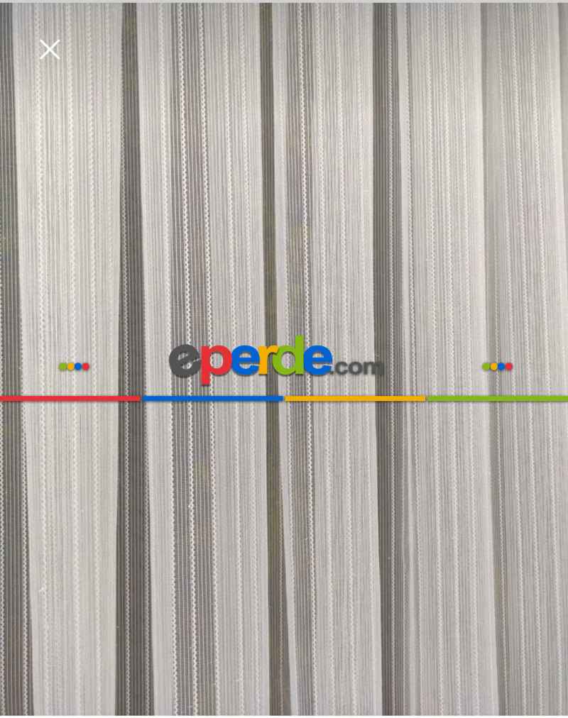 Yeni Sezon Simli Çizgili Tül Perde- Ekru - Kurşunlu Tül