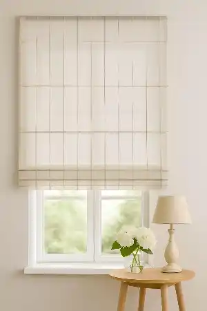 Salon - Naturel Vintage 0 Keten Tül Kahve Çizgili Bohem Katlamalı Perde
