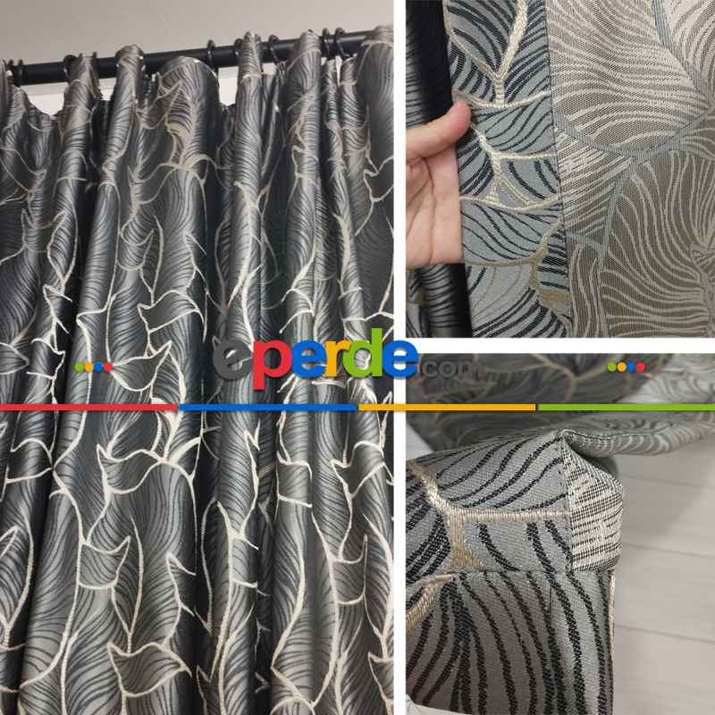 Oturma Odası -  Geniş Enli Jakarlı Dokuma Salon Yatak Odası Lüks Perdeler 8 Renk Seçenekli