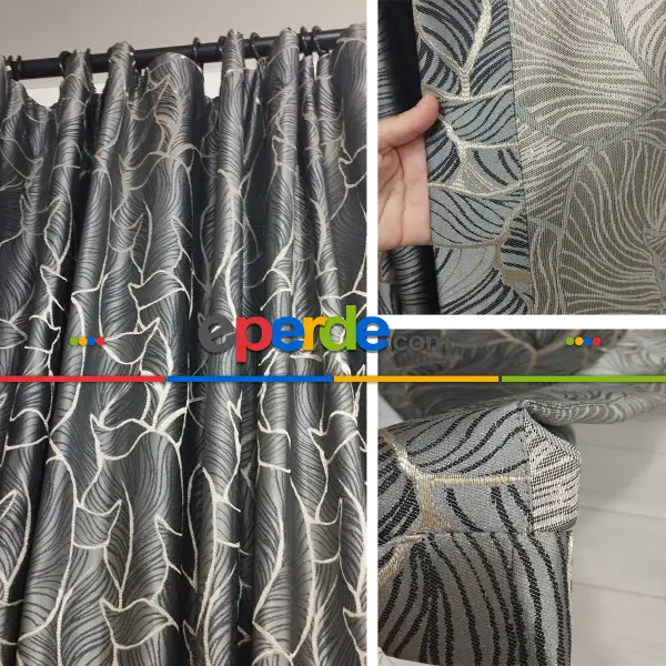 Yatak Odası - Geniş Enli Jakarlı Dokuma Salon Yatak Odası Lüks Perdeler 8 Renk Seçenekli