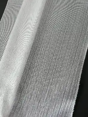 Sık Dokuma Çizgili Tül Perde - Gümüş