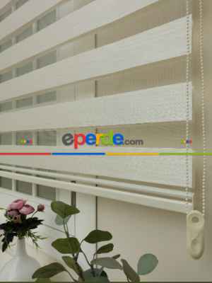 Zebra Perde -bambu Düz Zebra Perde- Ekru