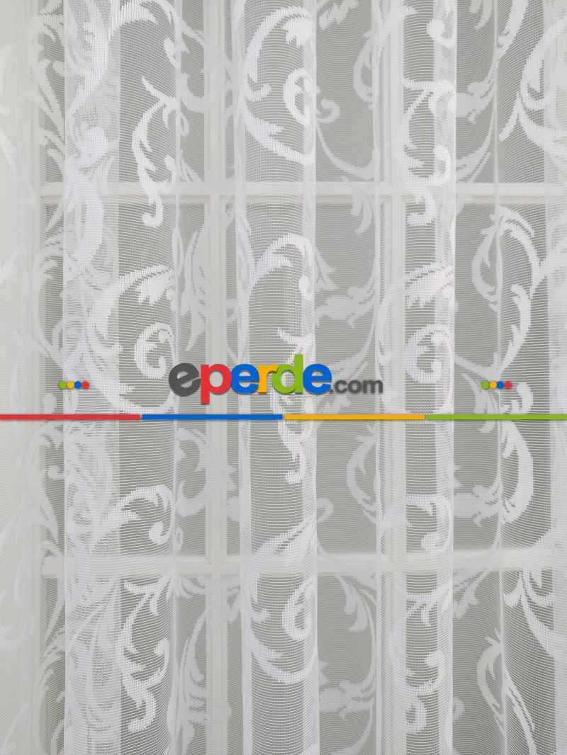 Oturma Odası - Sarmaşık Desenli Tül Perde- Ekru