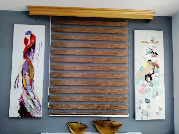 Oturma Odası - Bambu Zebra 2021 Sezonu Kahverengi Kırçıllı A Kalite Bambu Zebra Perde- Kahve Koyu