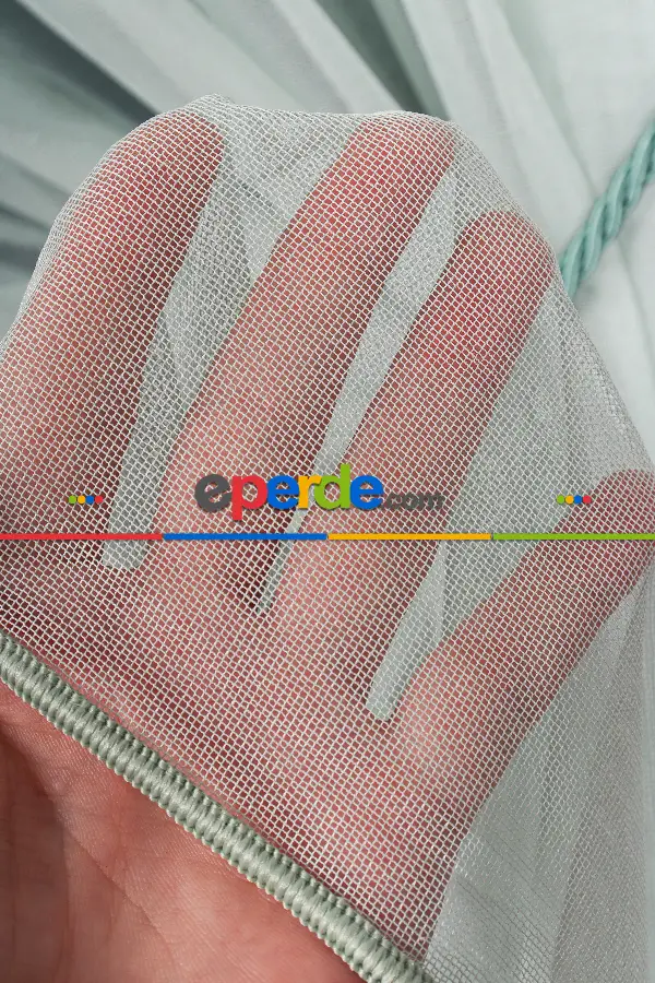 Salon Tül - Pudra - Mint Renkli Krevize Düz Tül Perde ( Kordon Hediyeli )