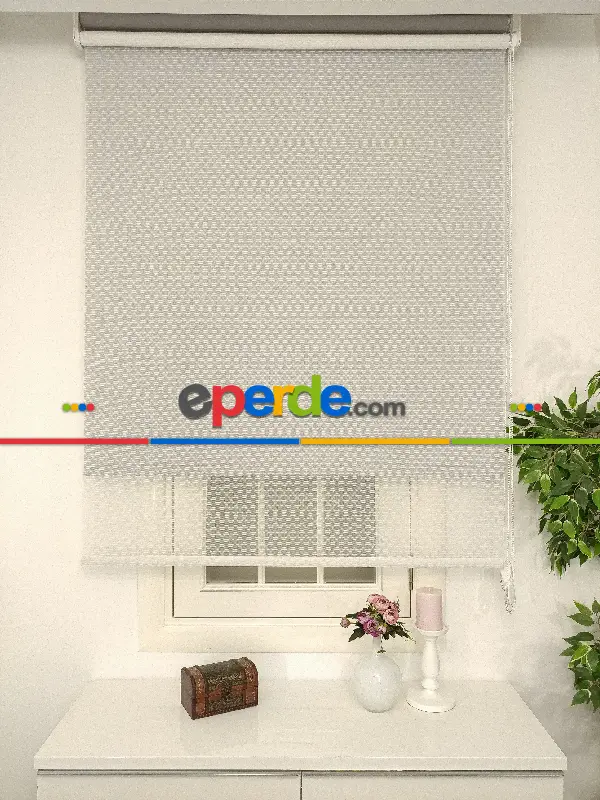 Çiftli Sistem Tül Stor Beyaz Boğma Tül- Beyaz