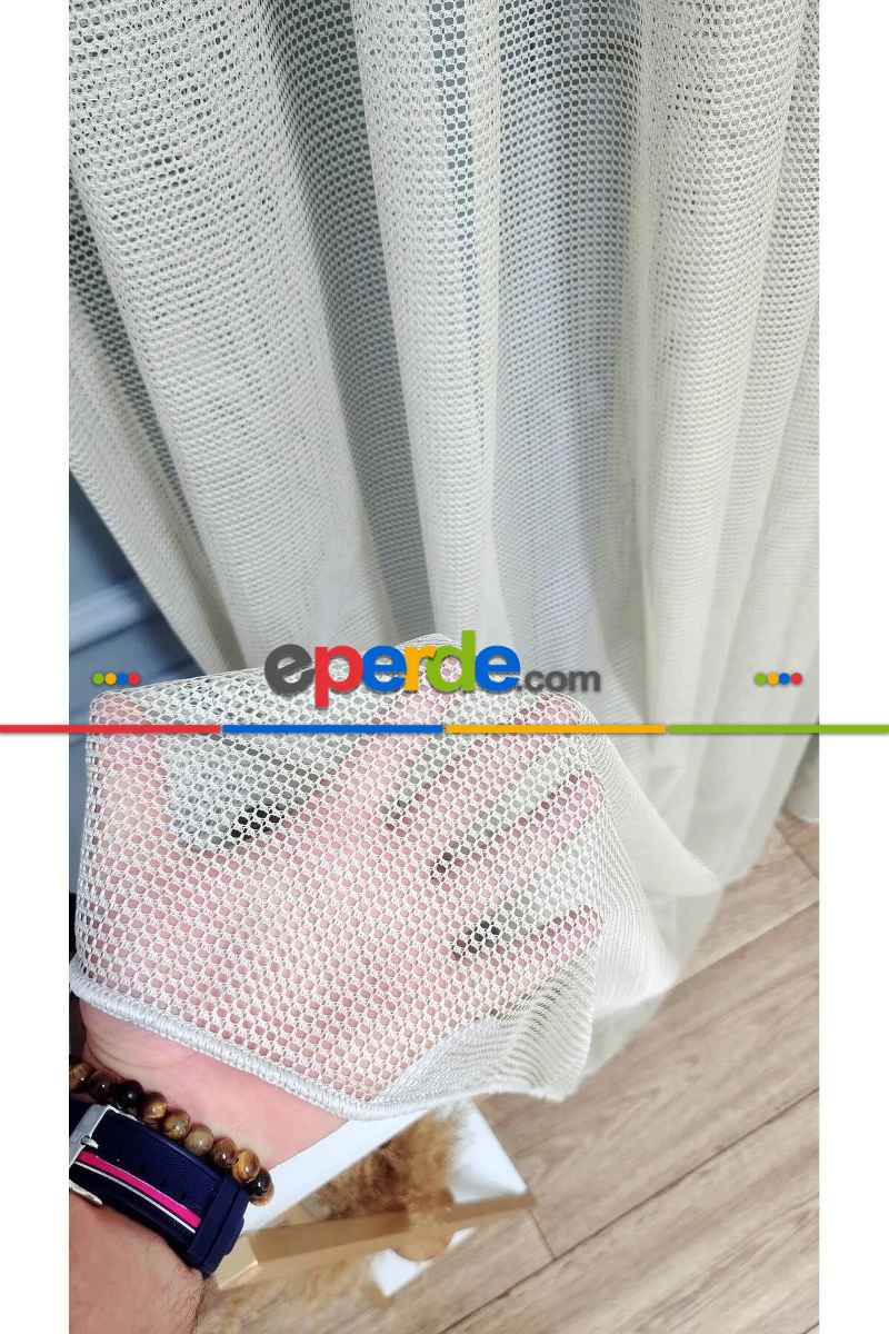 Yatak Odası Tül - Vizon Renk Fileli Tül Perde Ofis Büro Mutfak Tül Perde