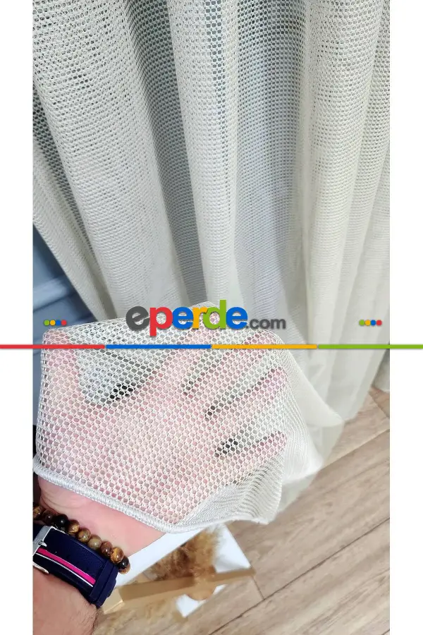 Salon Tül Perde - Vizon Renk Fileli Tül Perde Ofis Büro Mutfak Tül Perde