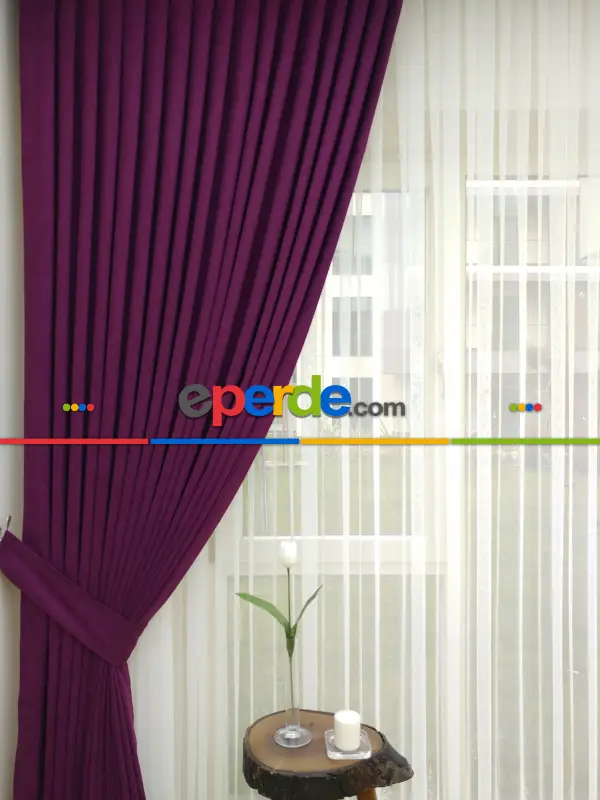 Vişne Rengi Düz Fon Perde Dökümlü Birinci Kalite 300 Cm Geniş En Daha Hesaplı- Vişne