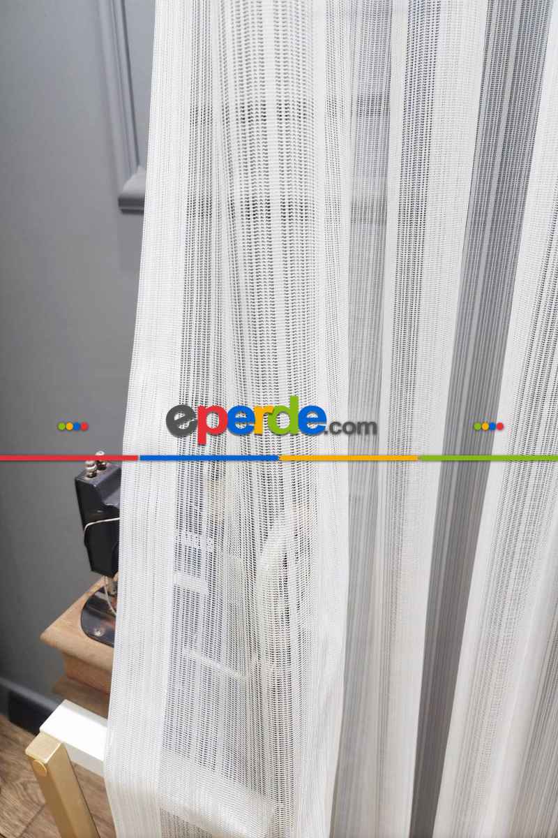 Brillant Örme Çizgili Yeni Tasarım Renk Desen Tül Perde