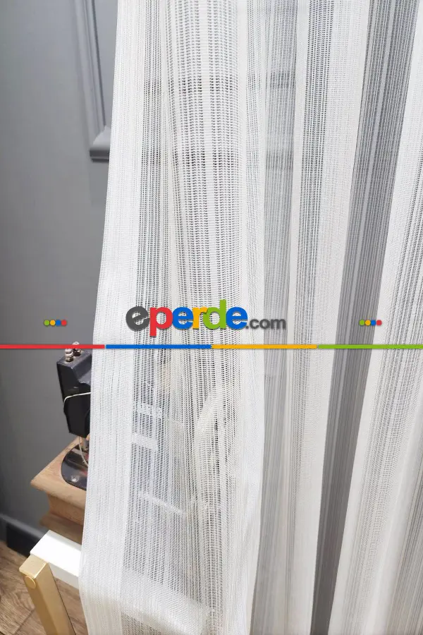 Brillant Örme Çizgili Yeni Tasarım Renk Desen Tül Perde