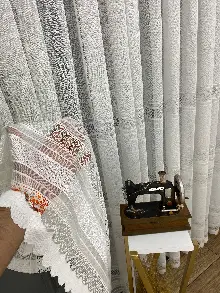 Çizgili Tül Perde - Spor Desenli - Tül Perde - Örme Tül Perde - Ütü İstemeyen