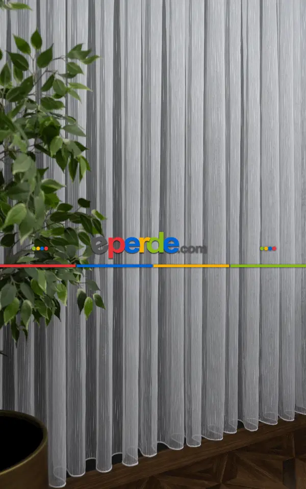 Mutfak - Göktaşı Düz Tül Perde - Ekru - Kurşunlu Tül