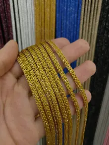 Altın Rengi Simli İp Perde Jumbo Zincir Serisi- Sarı-gümüş